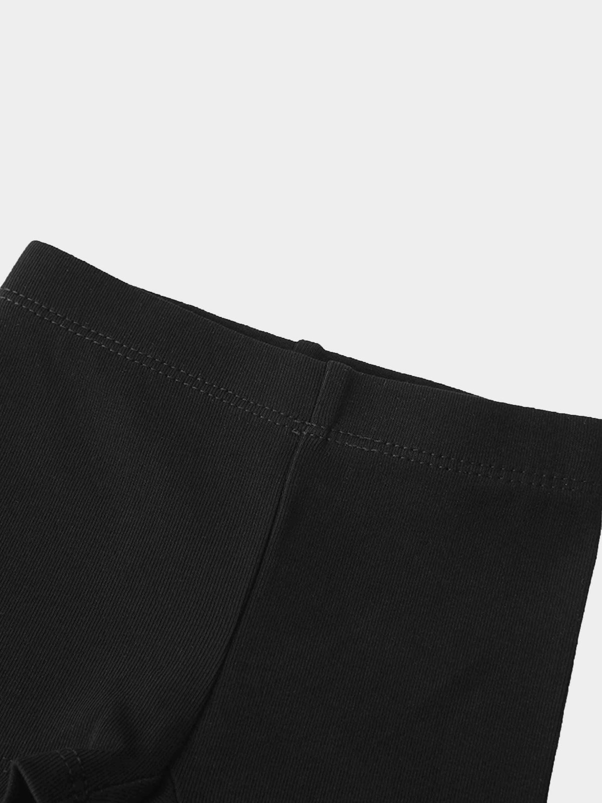 Biker shorts non ribbed black; unisex bottoms with visible waistband stitching