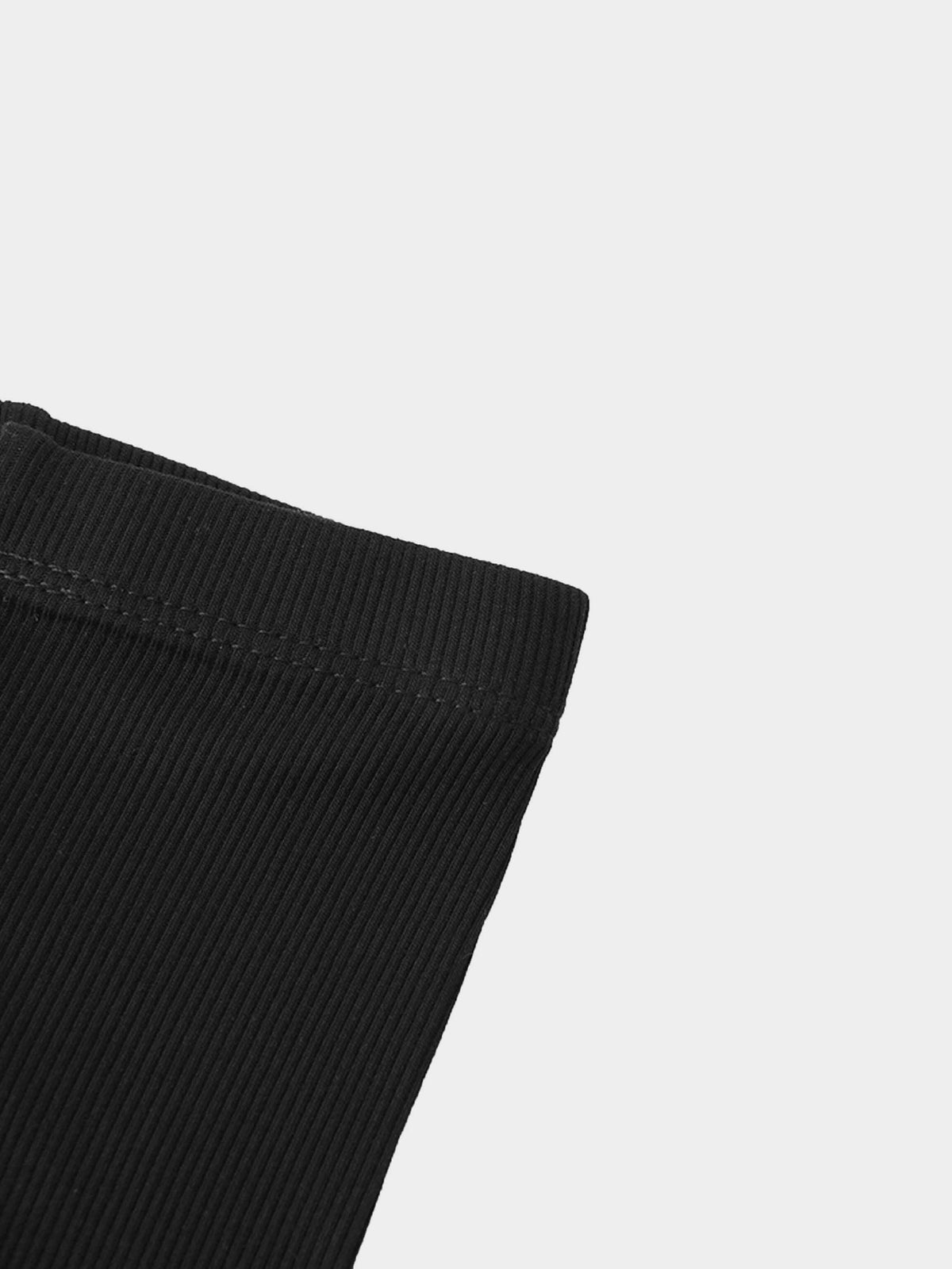 Biker shorts black ribbed fabric with close-up waistband detail, unisex basics