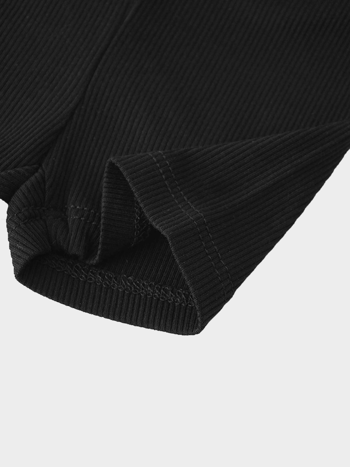 Biker Shorts Thin Ribbed Black by Adee, unisex ribbed knit bottoms