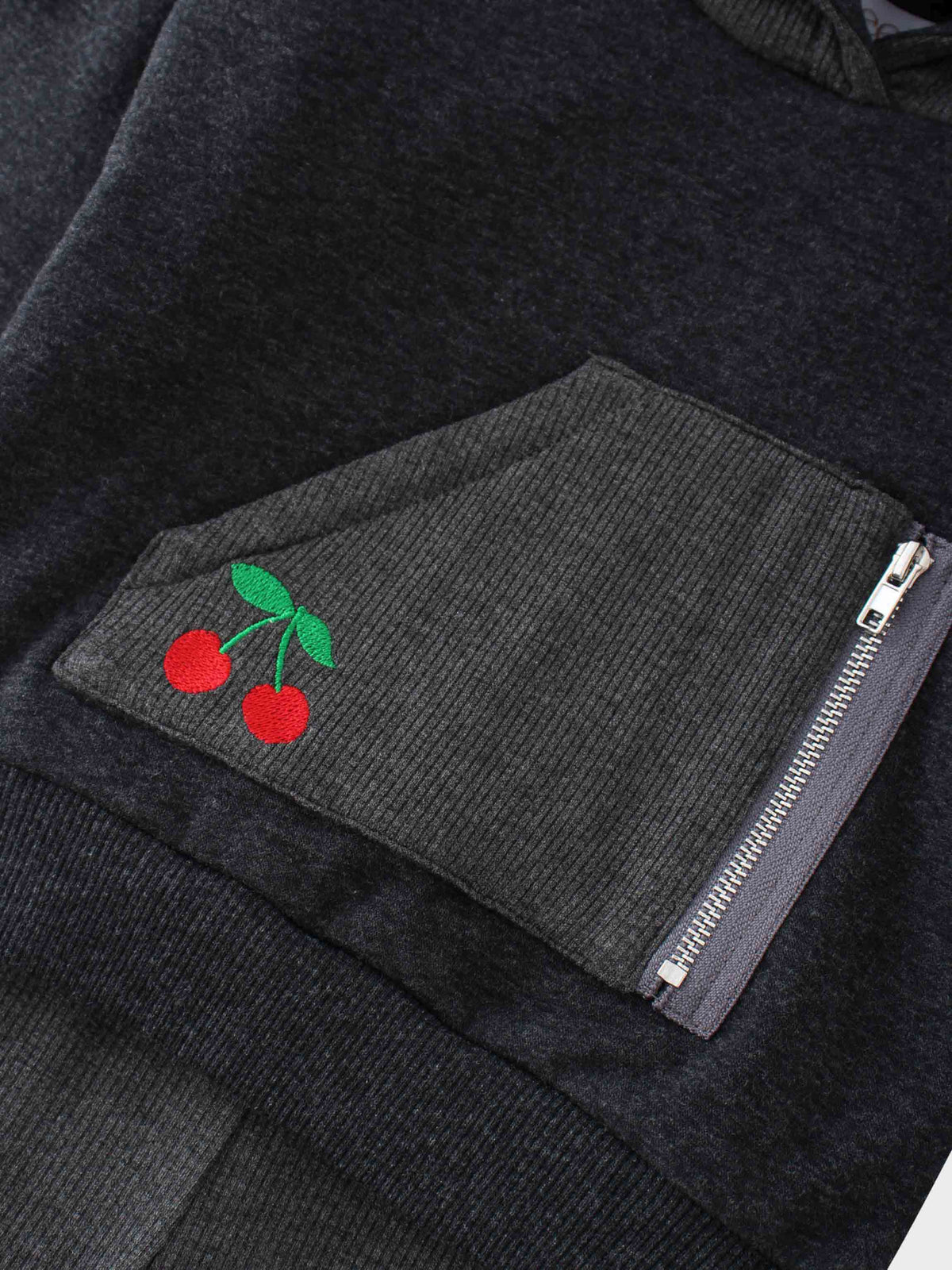 Hoodie sweatshirt cherry pocket detail