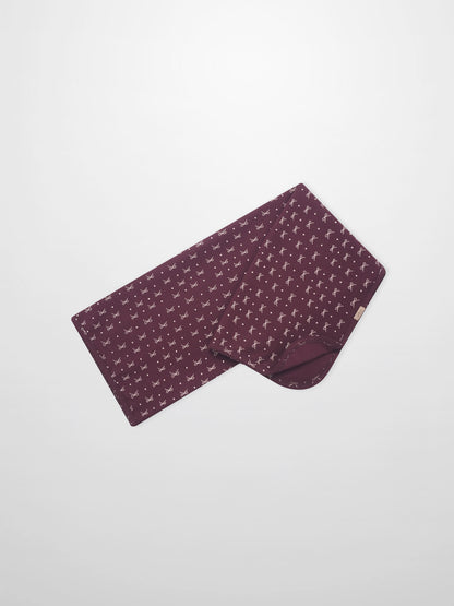 Adee Burgundy Bow Blanket swaddle for girls, burgundy with white bow pattern