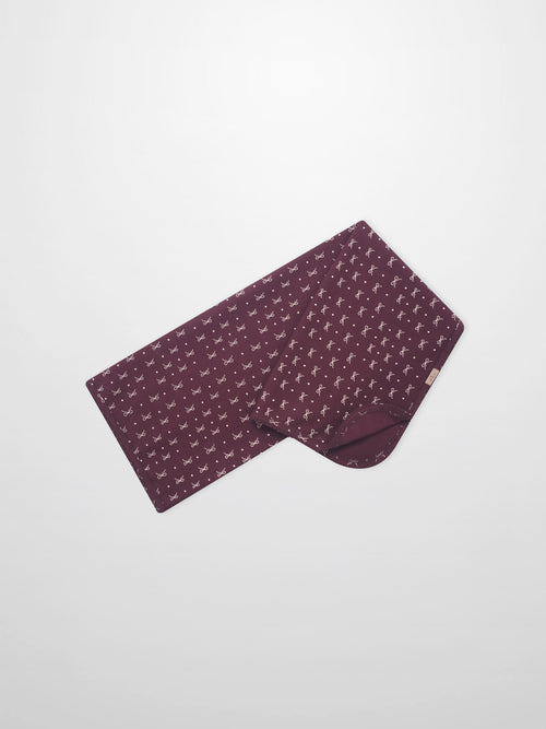 Adee Burgundy Bow Blanket swaddle for girls, burgundy with white bow pattern