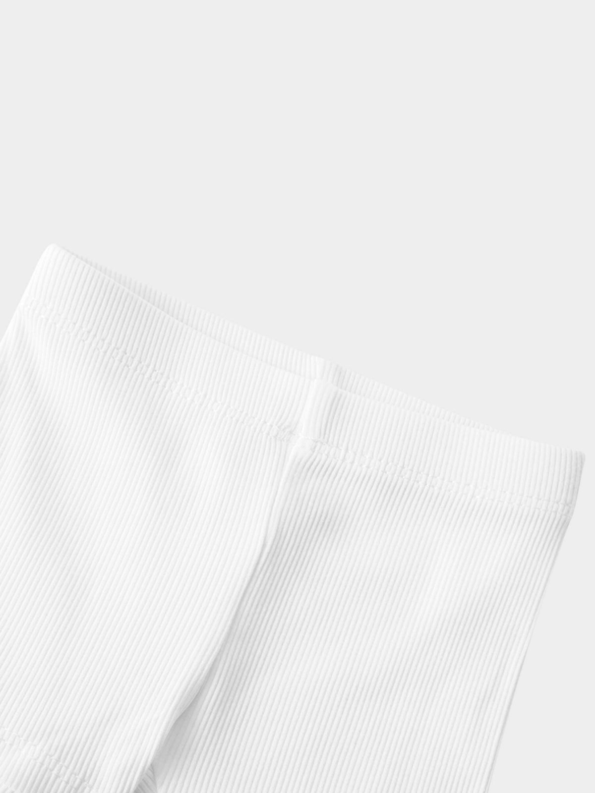Biker shorts white thin ribbed; Adee brand unisex bottoms.