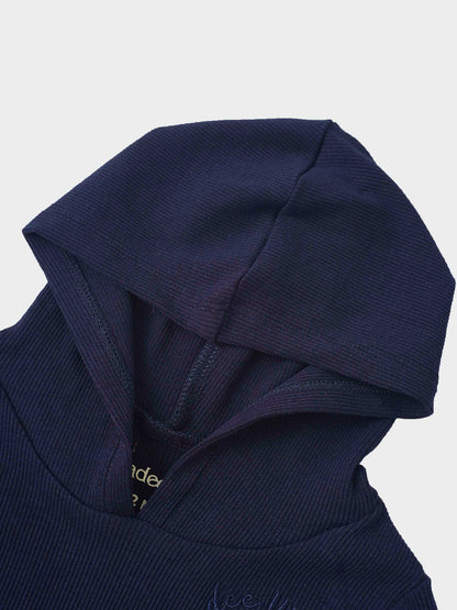 Ribbed Legging Set with Hood - Navy