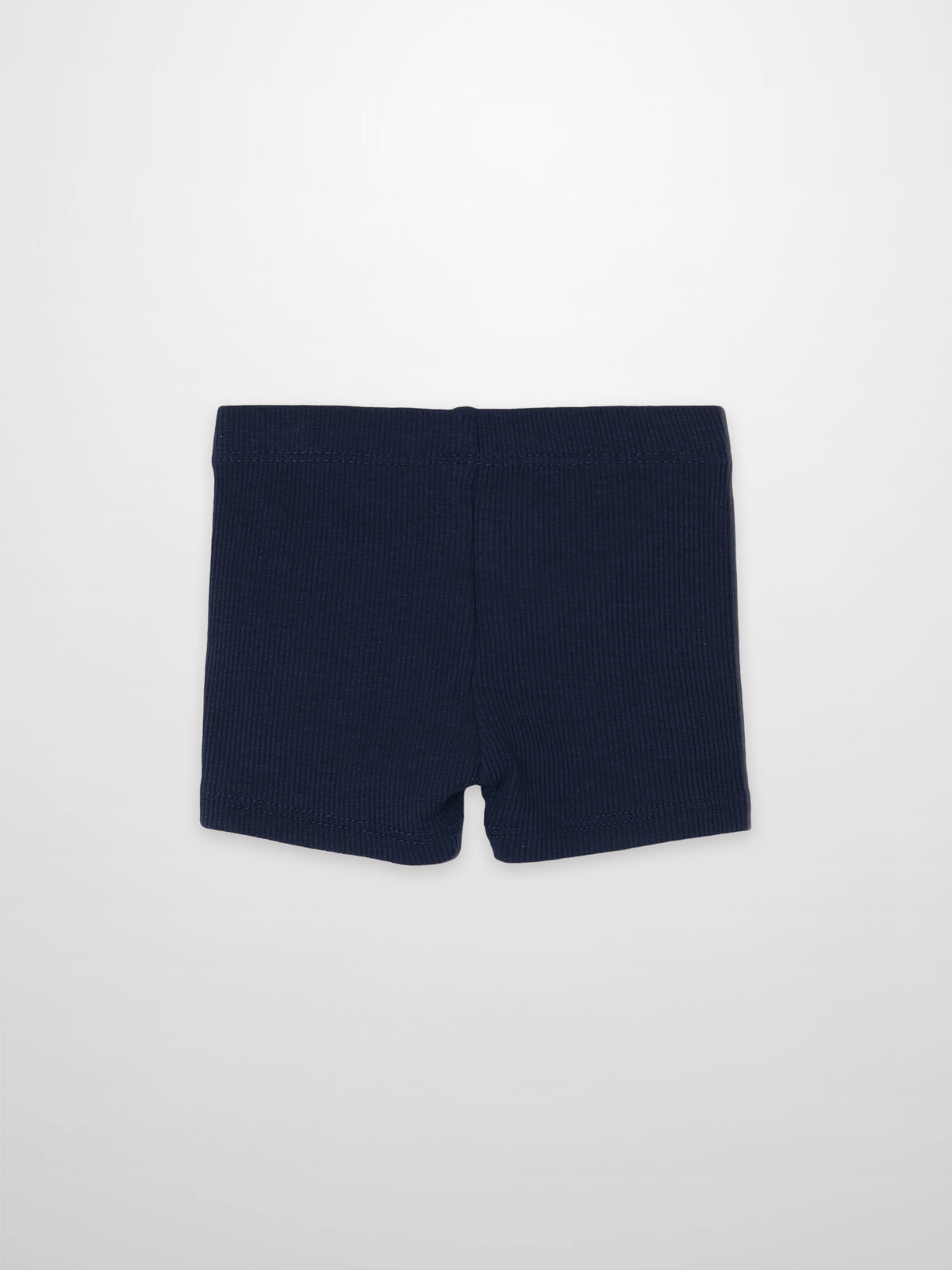 Biker shorts thin ribbed navy by Adee; unisex bottoms.