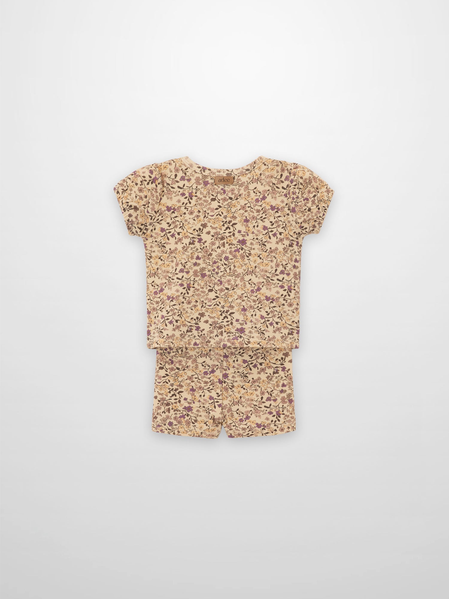 Purple Flower Shorts Set