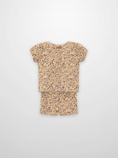 Purple Flower Shorts Set