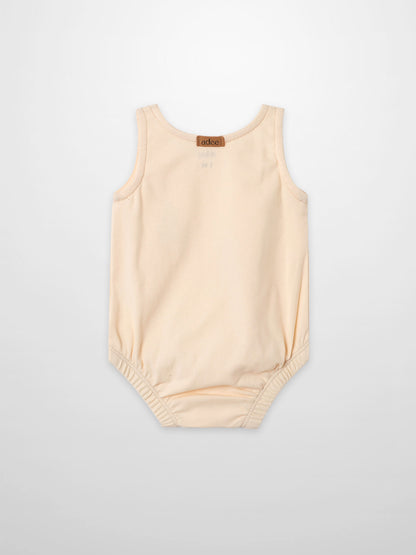 Sail Boat Romper, peach-colored sleeveless boys romper by Adee