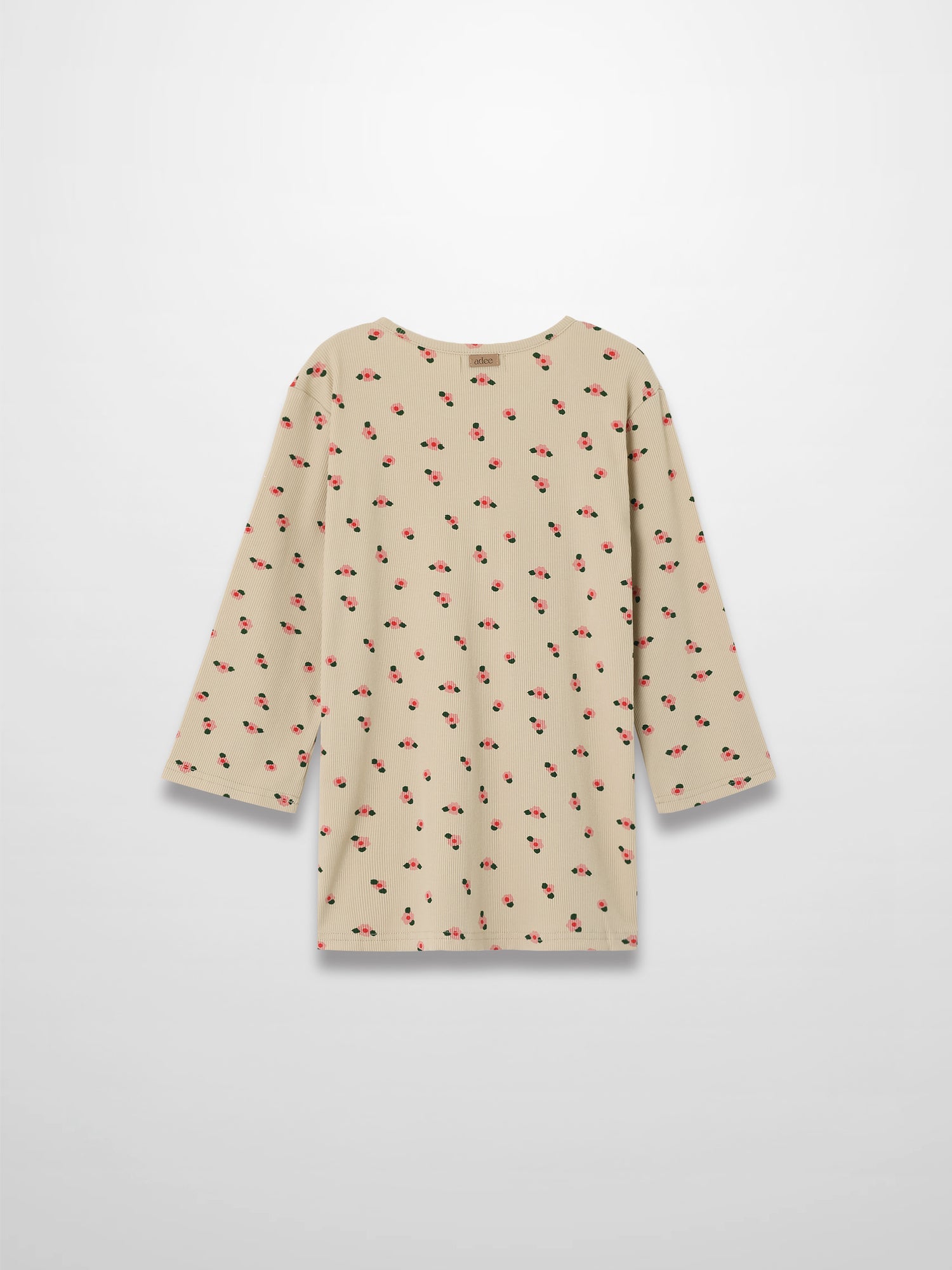 Tan Floral T-shirt - 3/4 Sleeve