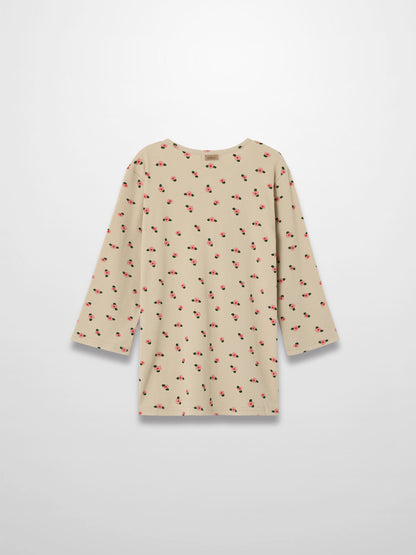 Tan Floral T-shirt - 3/4 Sleeve