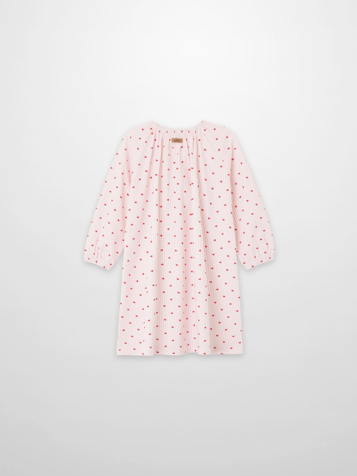 Pink Heart Nightgown by Adee for girls pajamas with red heart print and long sleeves