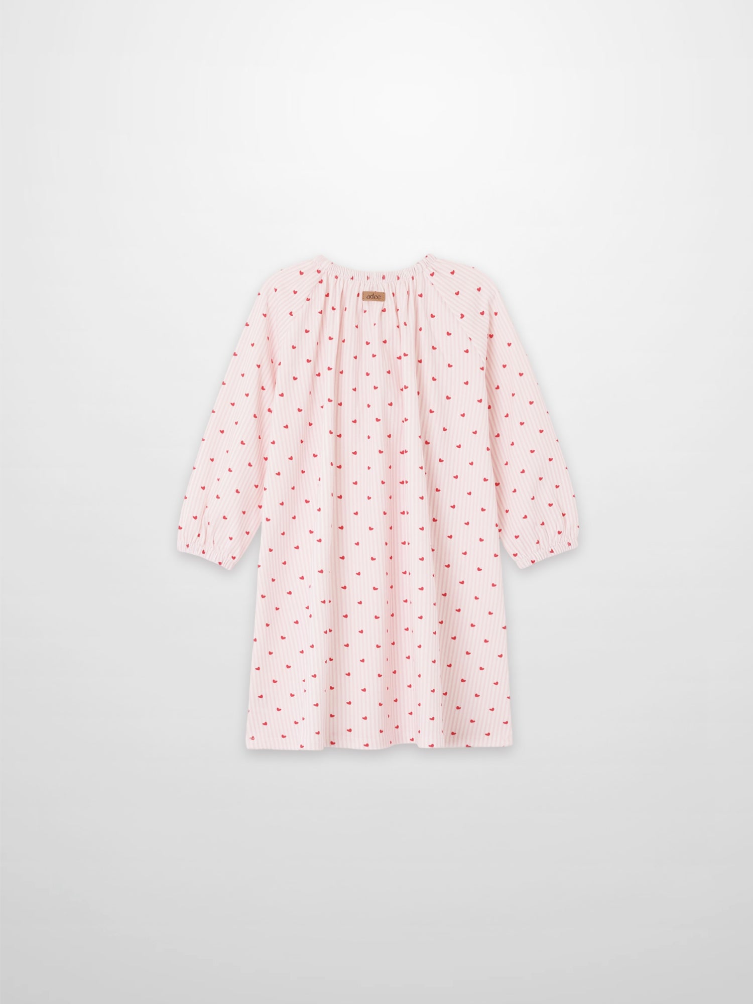 Pink Heart Nightgown by Adee for girls pajamas with red heart print and long sleeves