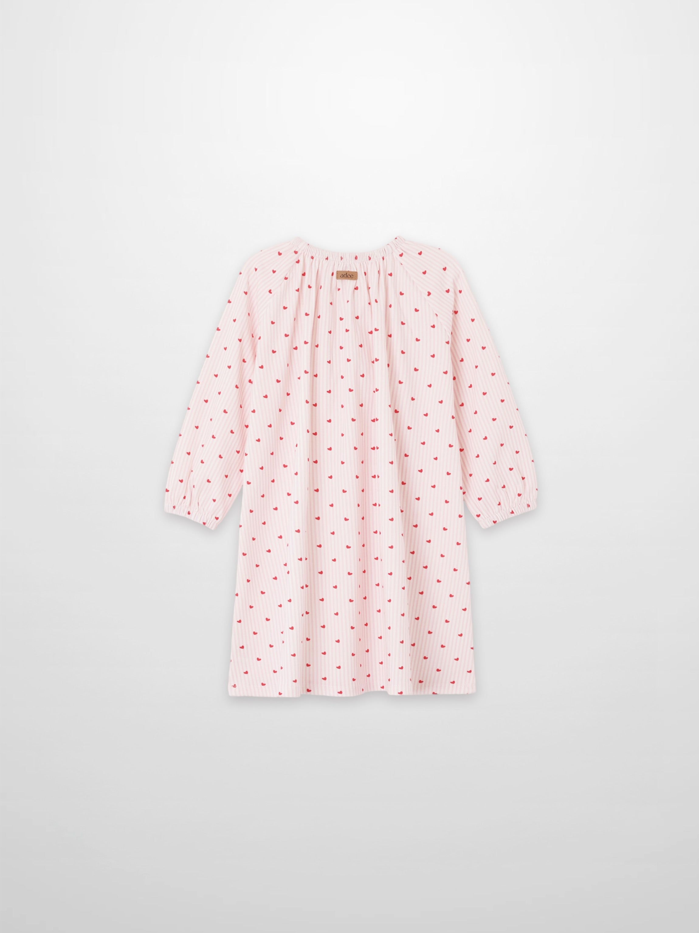 Pink Heart Nightgown by Adee for girls pajamas with red heart print and long sleeves