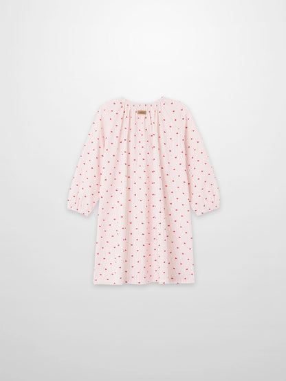 Pink Heart Nightgown by Adee for girls pajamas with red heart print and long sleeves