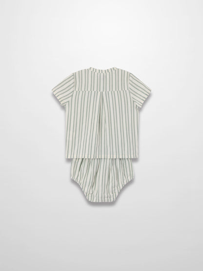 Green Striped Shirt &amp; Bloomers Set