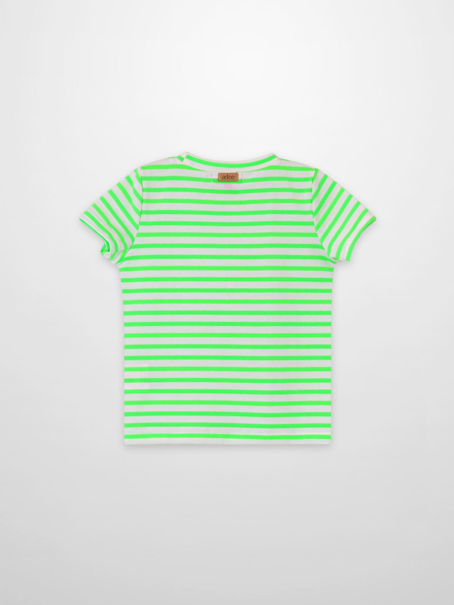 Neon green striped boxy T-shirt for boys, short sleeve, by Adee, kids apparel