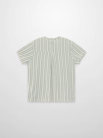 Green Striped Shirt by Adee, boys dressy top with vertical green and white stripes