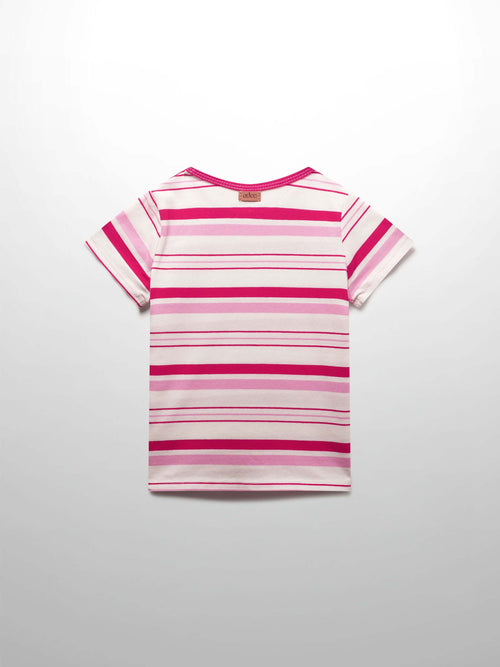 girls shirts in pink and red stripes