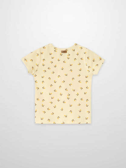 Adee butter yellow tulip print girls&