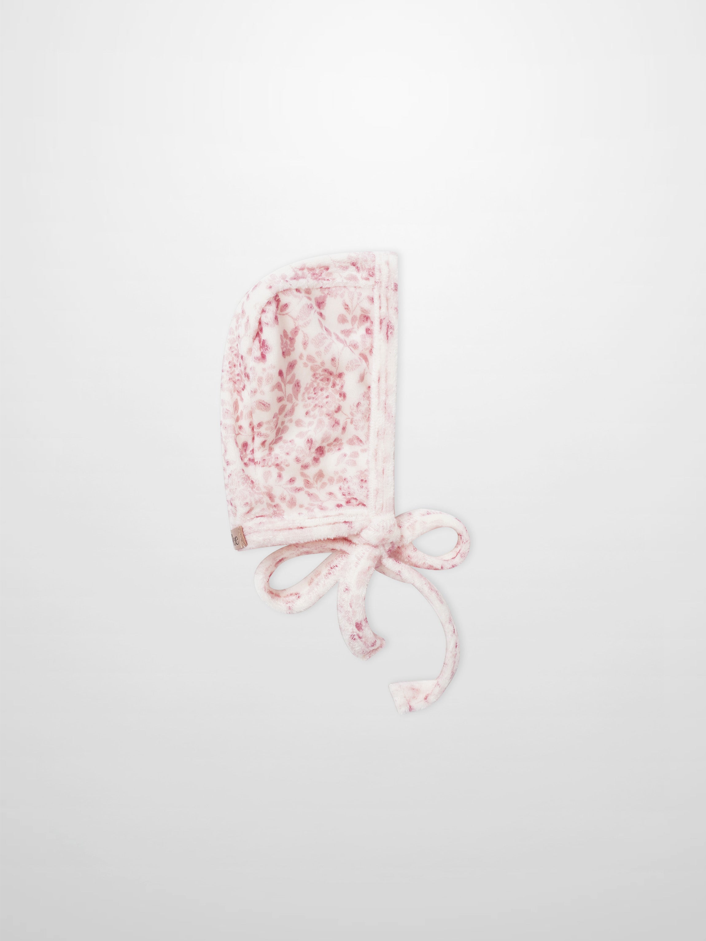 Two Tone Floral Bonnet for girls by Adee, pink floral print with ties