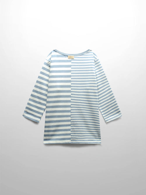 Light blue and white striped fitted T-shirt