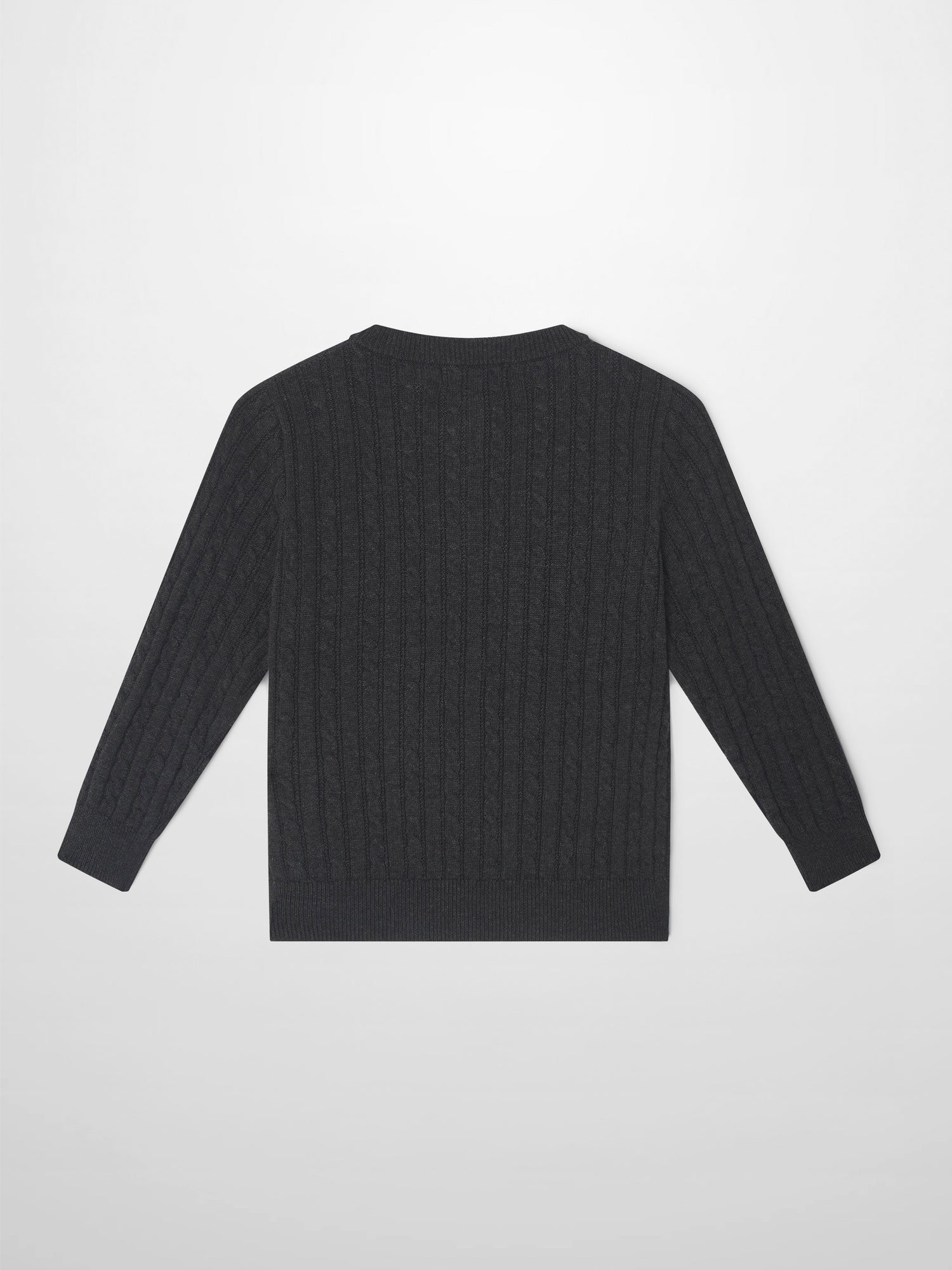 Knit sweater for boys in grey, dressy ribbed knit with long sleeves.