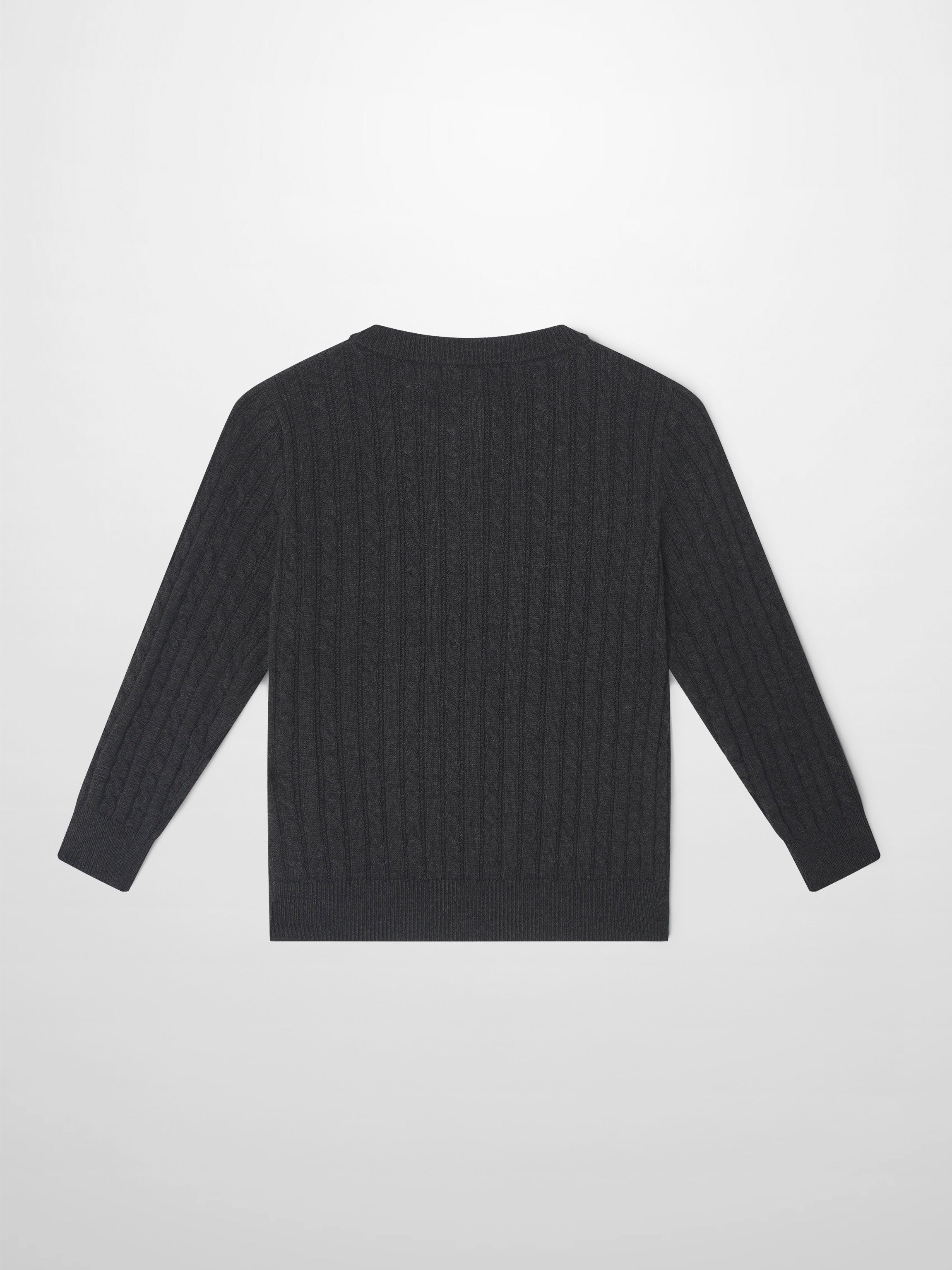 Knit sweater for boys in grey, dressy ribbed knit with long sleeves.