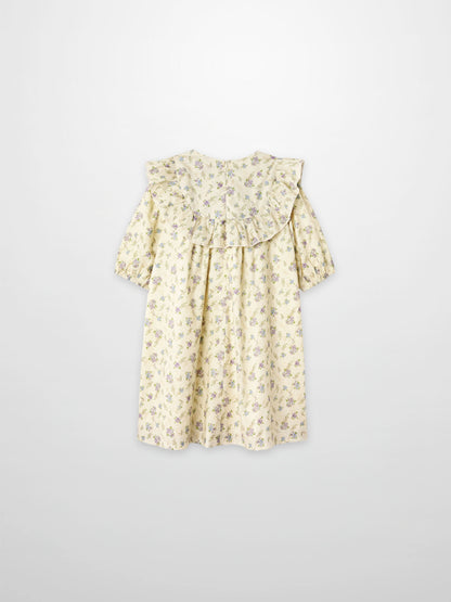 Ivory Flower Dress - 3/4 Sleeve