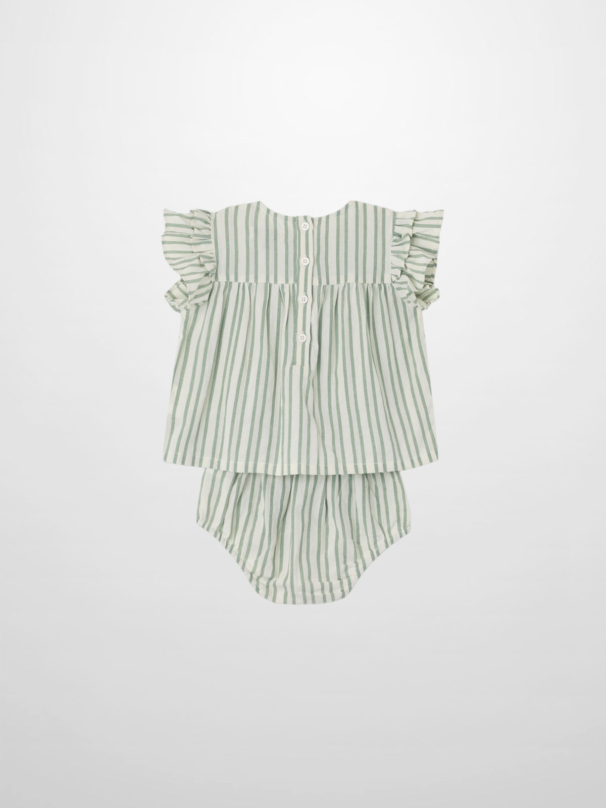 Green Striped Ruffled Shirt &amp; Bloomers Set for little girls, dressy apparel