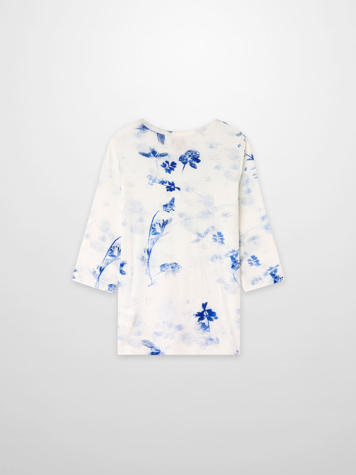 Blue Flower T-Shirt for girls by Adee, 3/4 sleeve, white with blue floral print