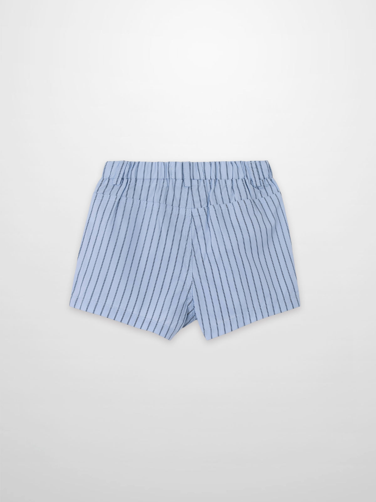 Striped cotton shorts for boys, blue with navy vertical stripes, Adee