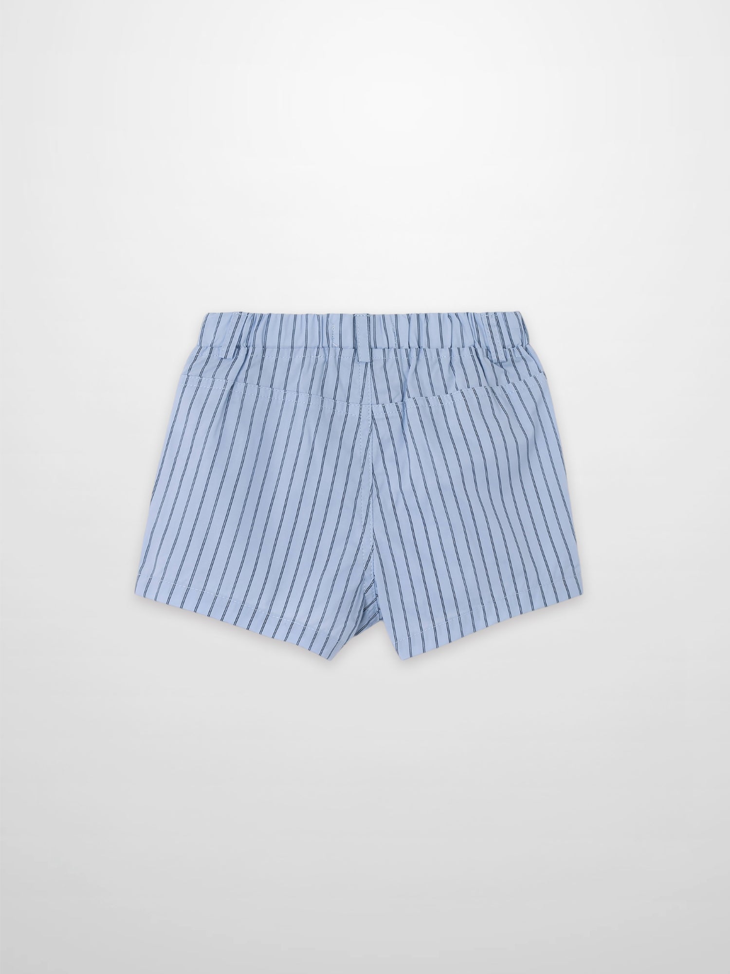 Striped cotton shorts for boys, blue with navy vertical stripes, Adee