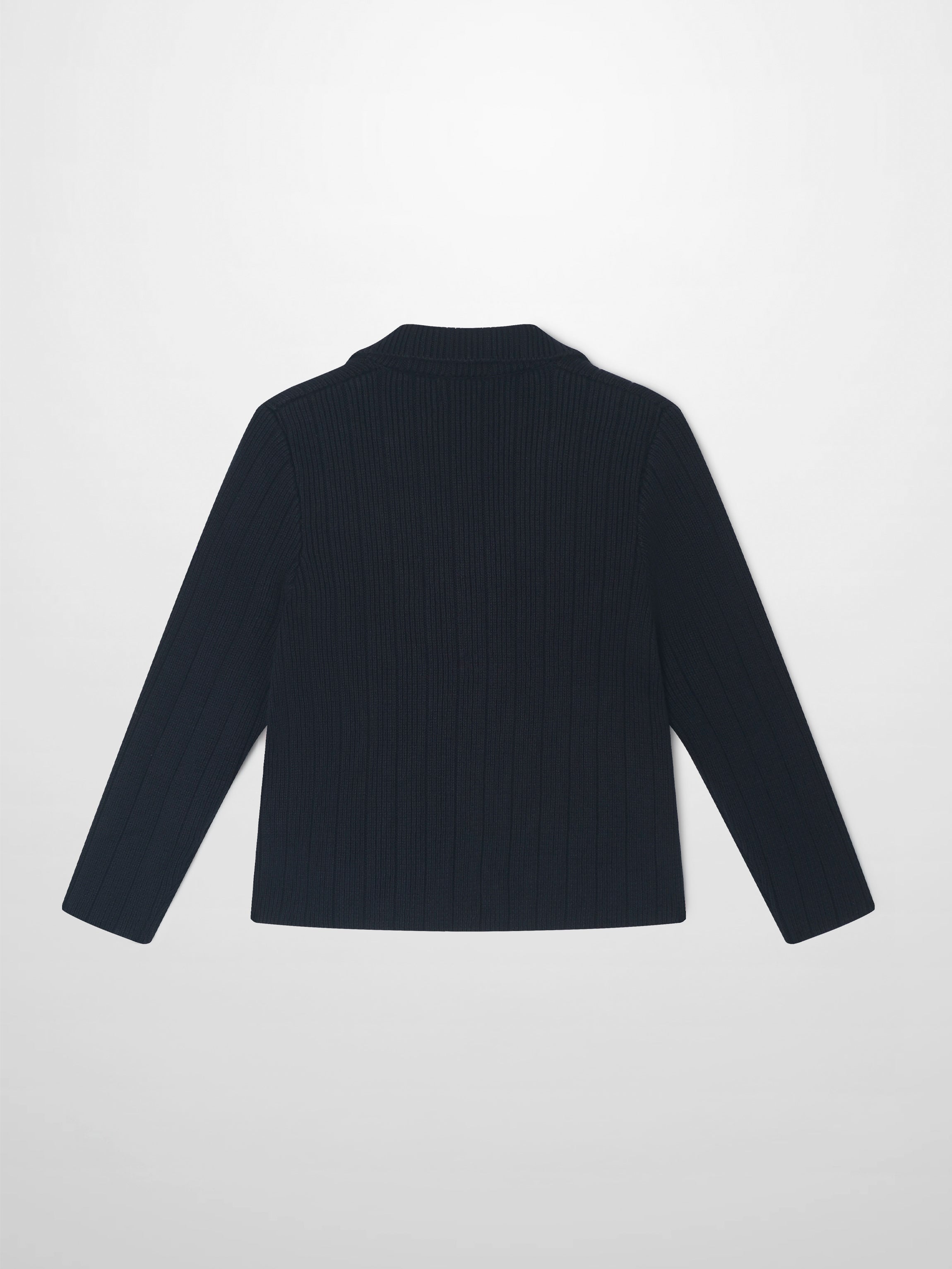 Knit blazer navy for boys by Adee, back view, dressy knit top