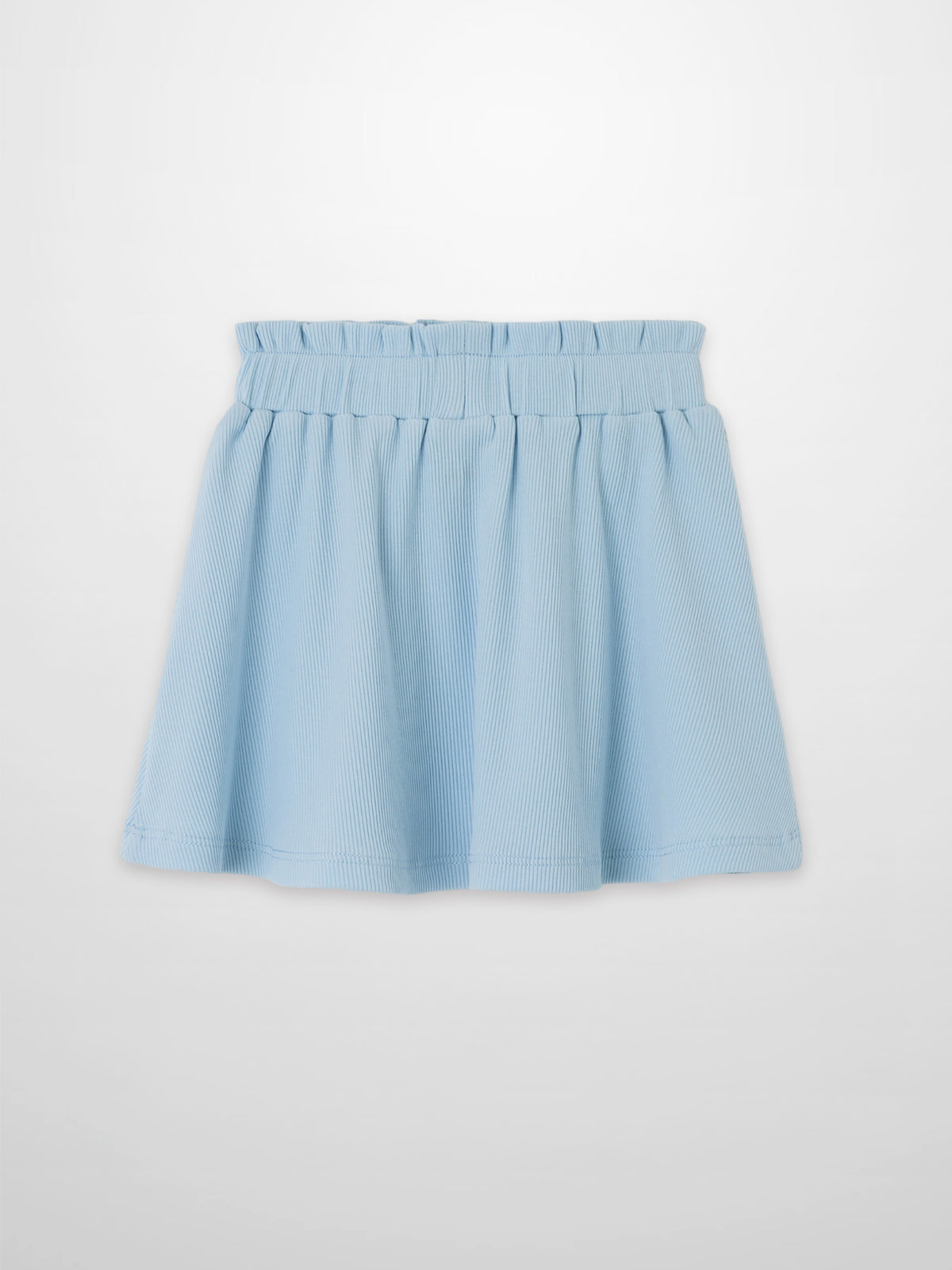Paper Bag Waist Skirt for girls in light blue with elastic waistband