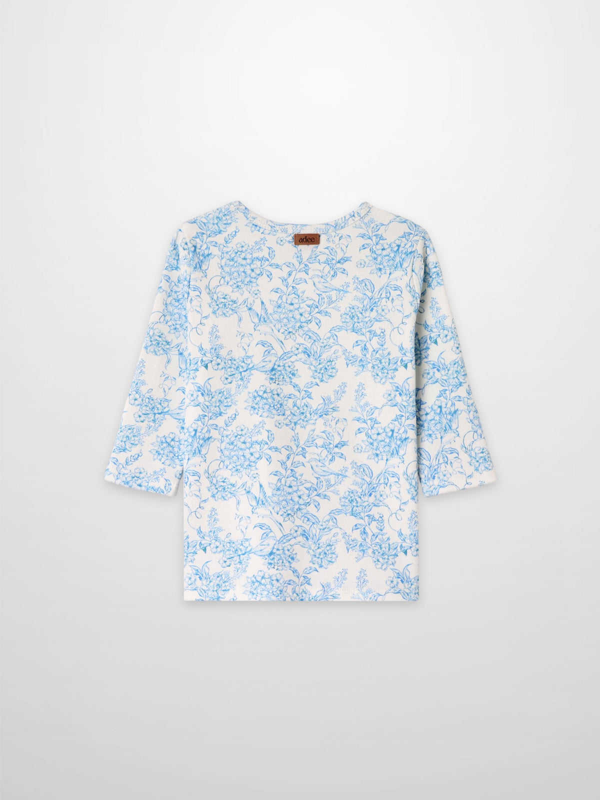 Blue flowered 3/4 sleeve girls&
