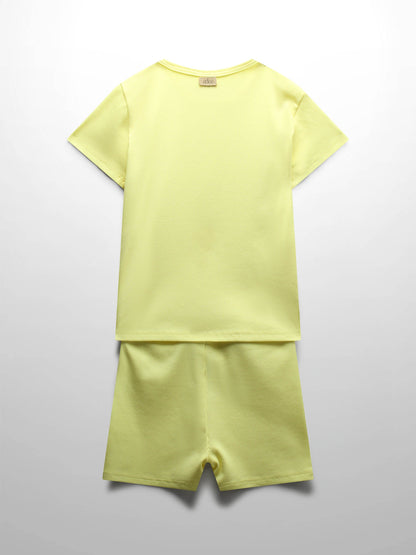 Yellow Ribbed Short Set