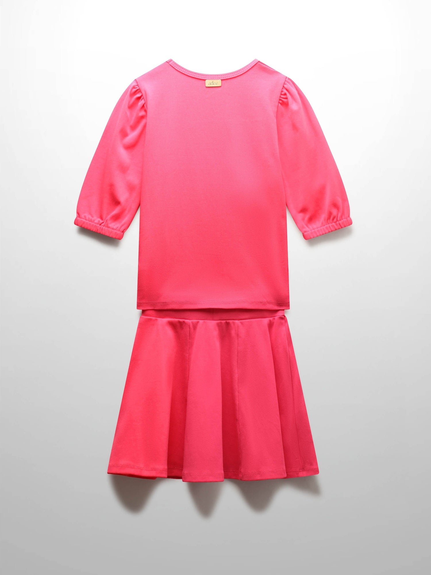 Pink Skirt with 3/4 Sleeve Bubble Shirt