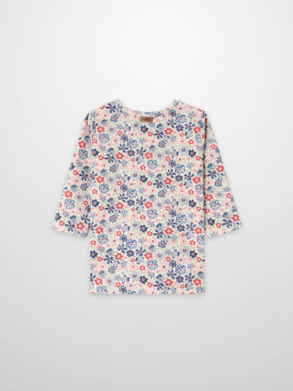 Garden Flower 3/4 Sleeve Shirt by Adee; pink floral print girls&