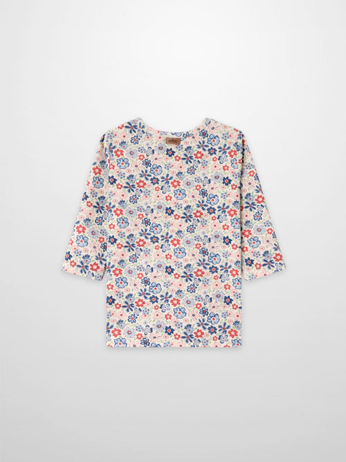 Garden Flower 3/4 Sleeve Shirt by Adee; pink floral print girls&