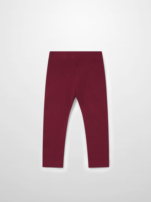 Ribbed Leggings - Burgundy; unisex basics bottoms with a thin ribbed texture.