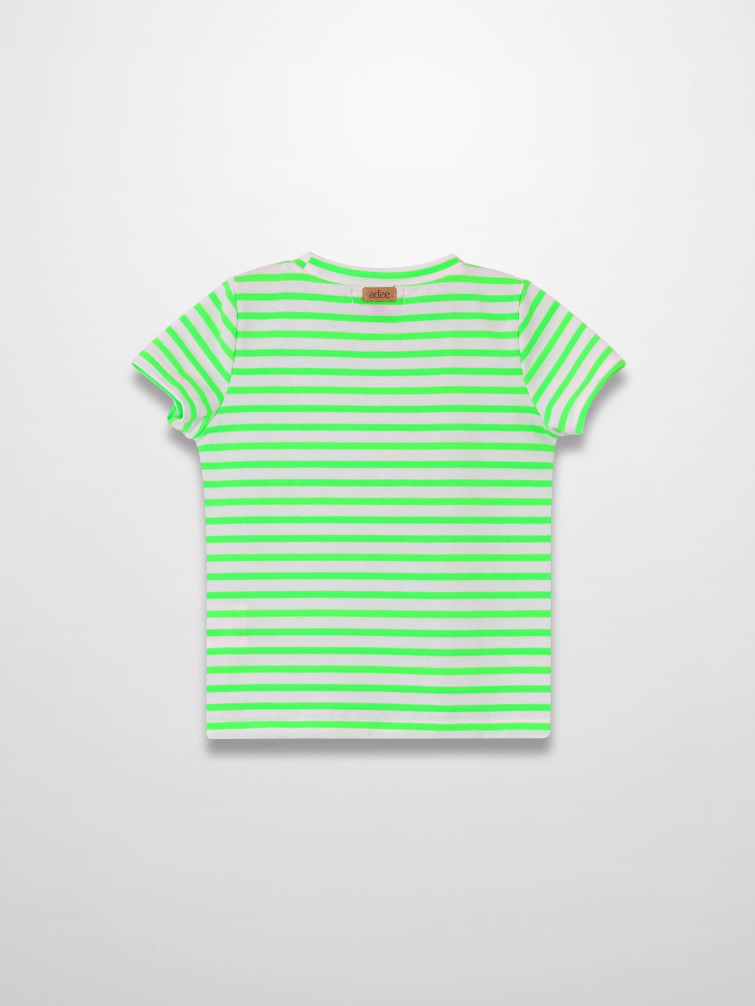 Neon Green Striped Boxy T-shirt  - Short Sleeve