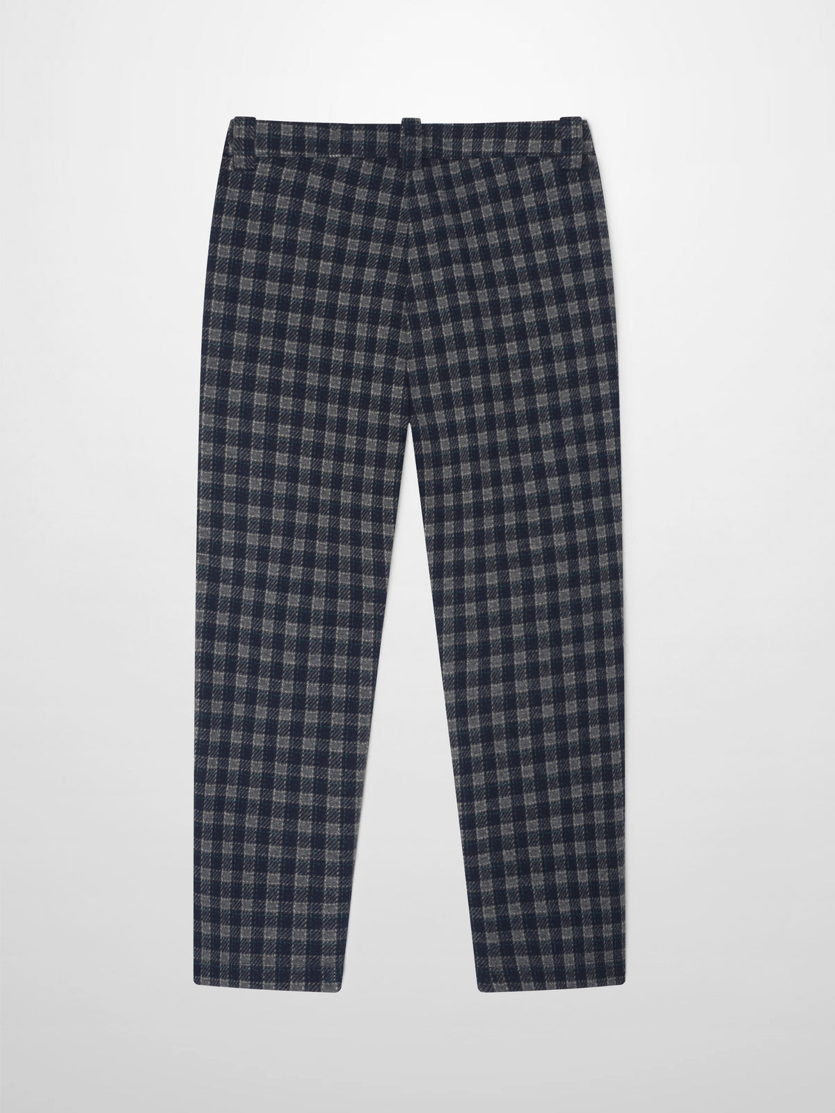 Plaid navy dressy pants for boys by Adee; dark navy check fabric for a smart look