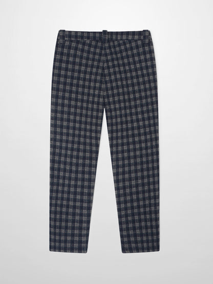 Plaid navy dressy pants for boys by Adee; dark navy check fabric for a smart look