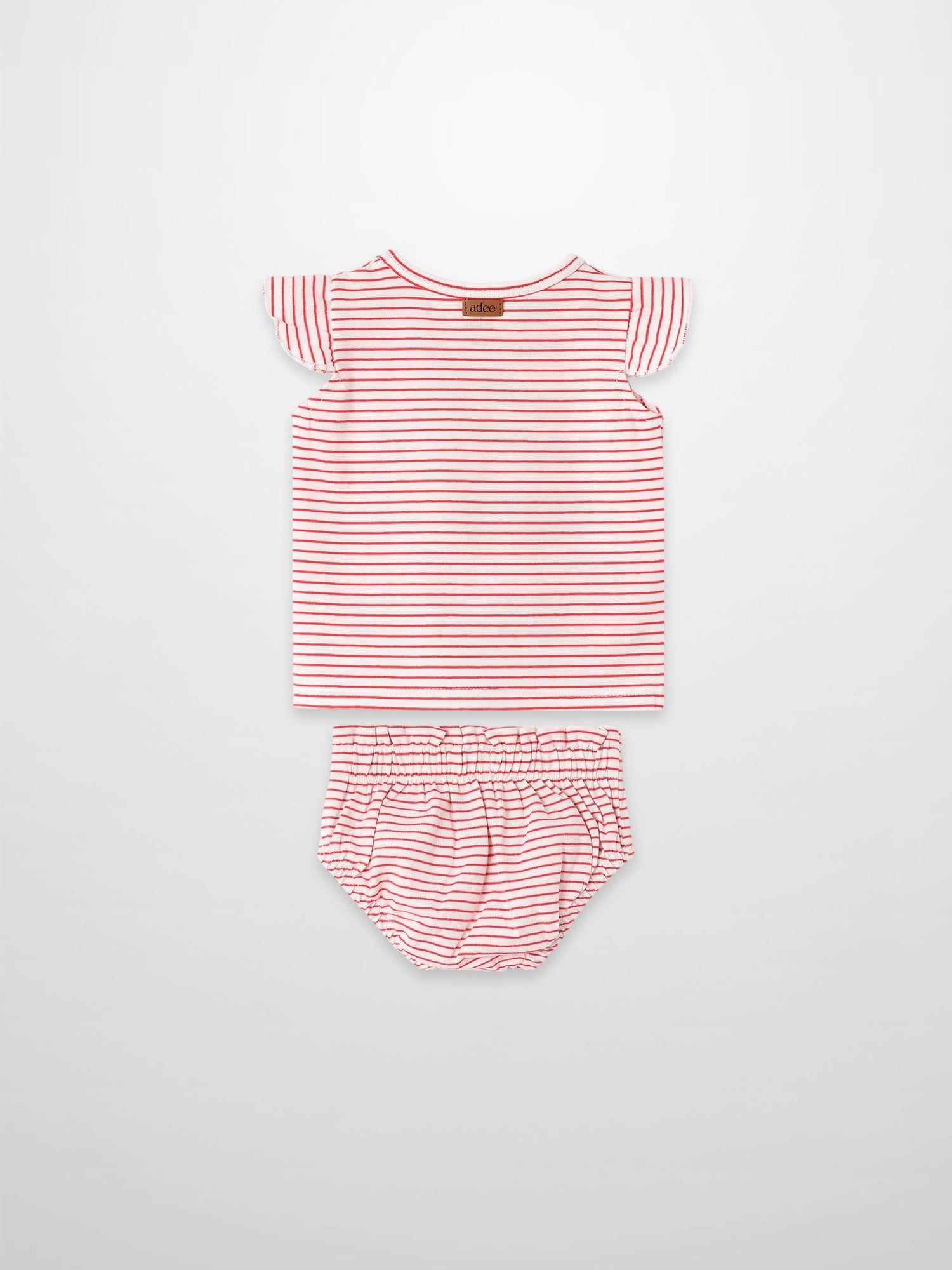Little Paris Bloomers &amp; Tank Set by Adee; red and white striped top with ruffle sleeves and matching bloomers