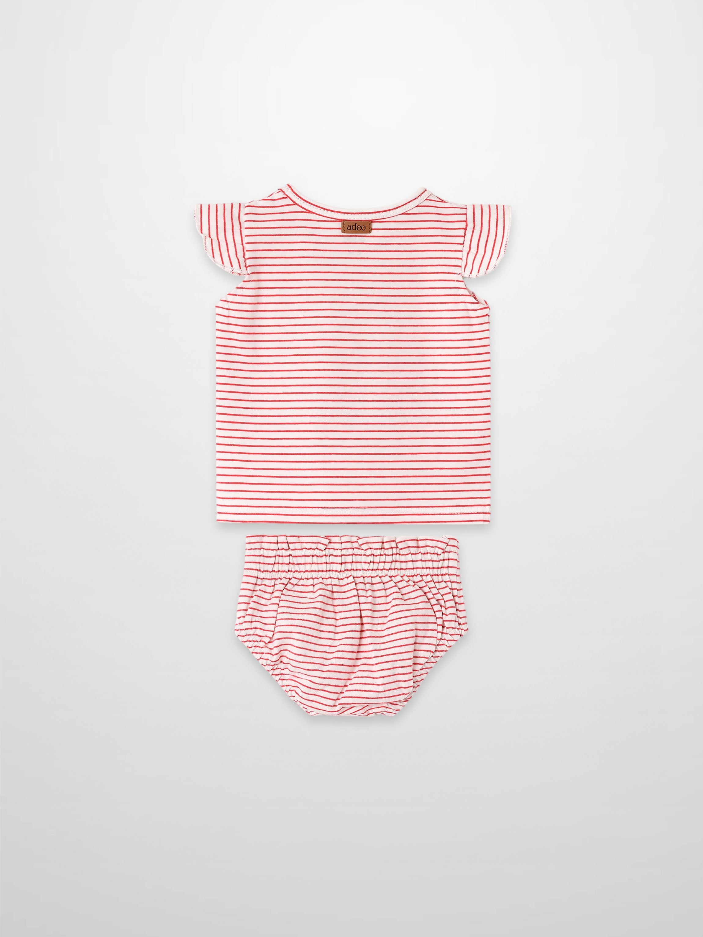 Little Paris Bloomers &amp; Tank Set by Adee; red and white striped top with ruffle sleeves and matching bloomers
