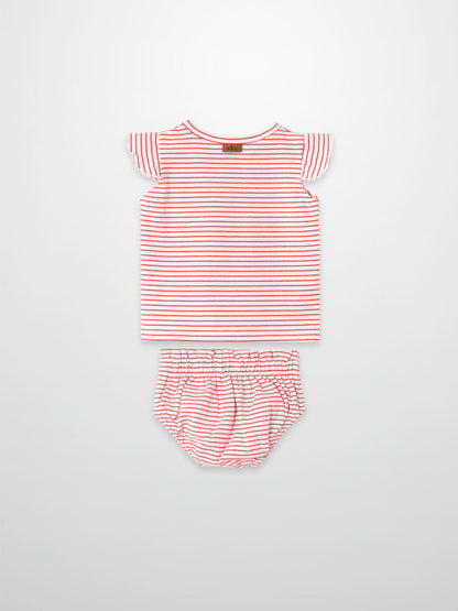 Little Paris Bloomers &amp; Tank Set by Adee; red and white striped top with ruffle sleeves and matching bloomers