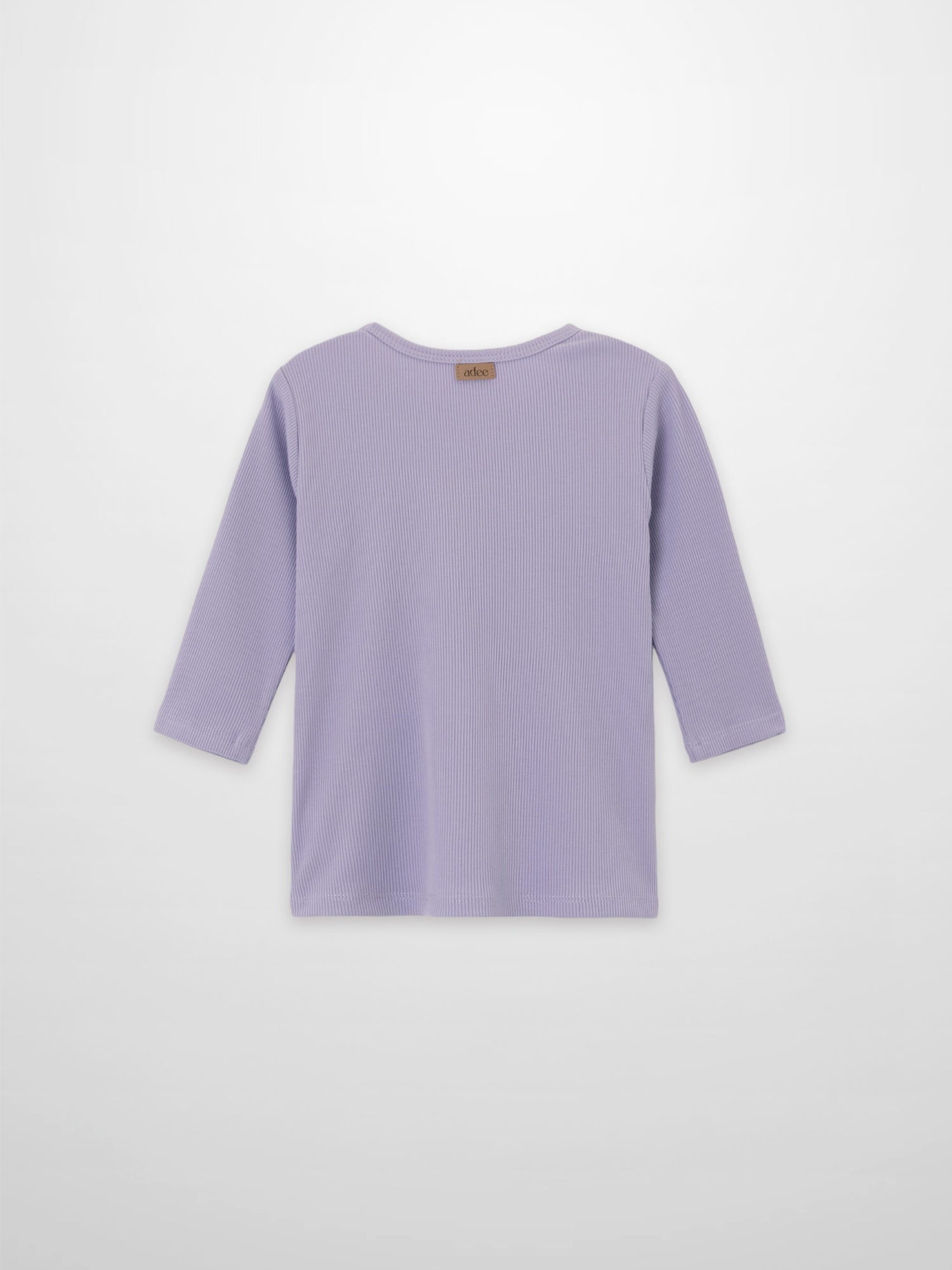 3/4 sleeve lavender ribbed T-shirt for girls by Adee, back view.
