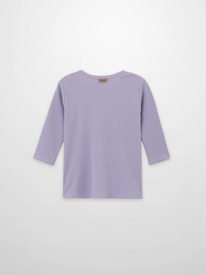 3/4 sleeve lavender ribbed T-shirt for girls by Adee, back view.