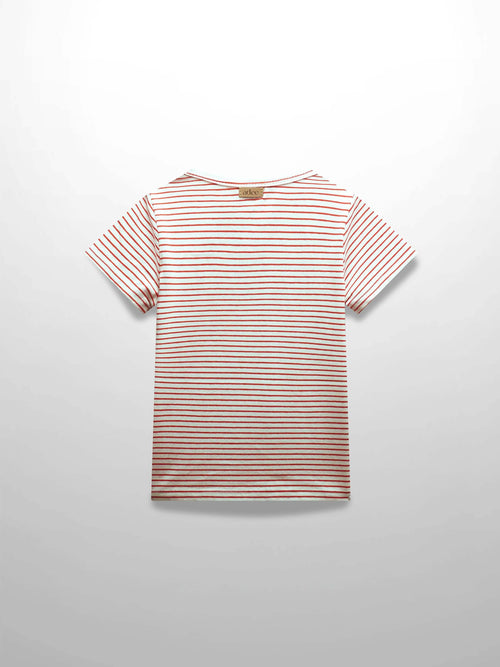 Pink and white striped girls shirt