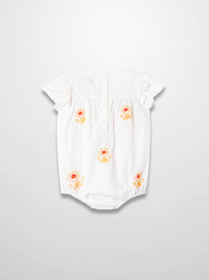 Embroidered Flower Romper